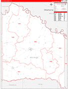 Red River County Wall Map Red Line Style